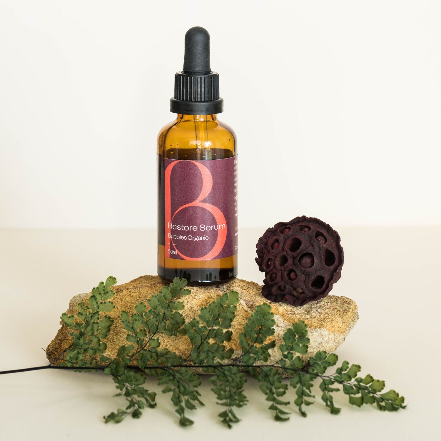 Bubbles Organic face serum bottle